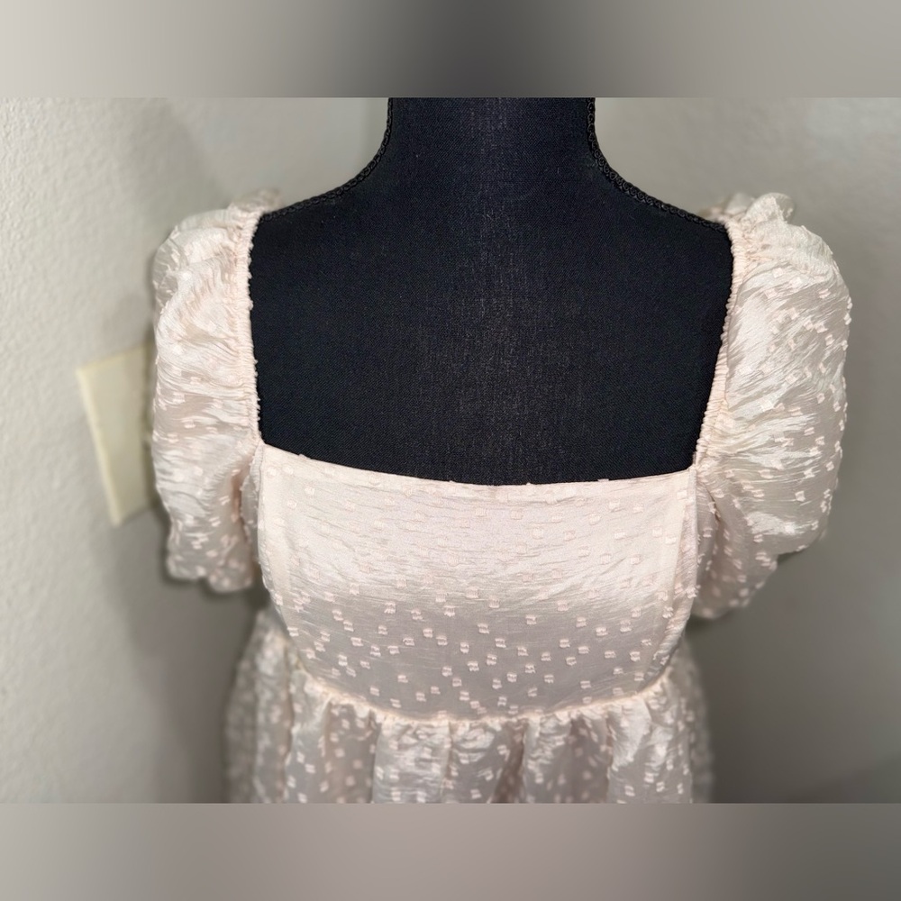 Storia Blush Pink Cottagecore Babydoll‎ Dress With Puff Sleeves- M - Picture 3 of 9
